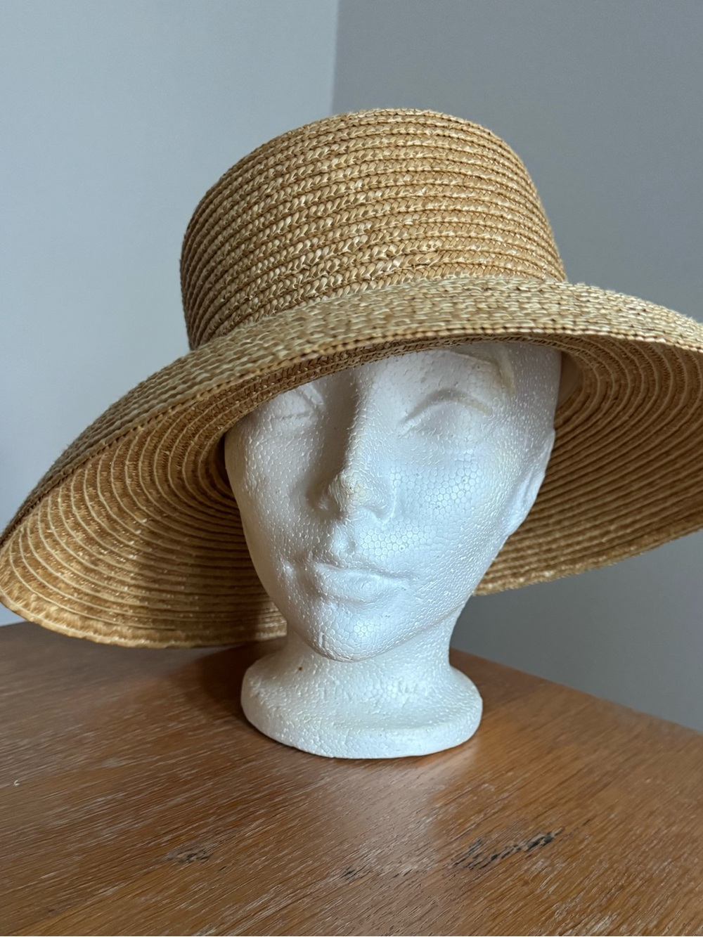 Vintage 90s Laura Ashley Wide Brim Straw Sun Hat 21.75” Unworn Cottagecore